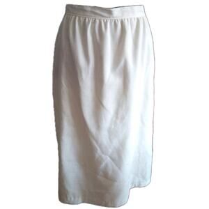 Vintage 80s Russ Togs Cream A-Line Midi Skirt High Waist USA Union Made LARGE